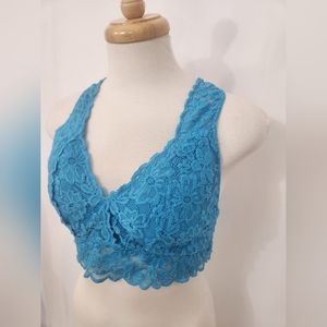 No Boundaries Blue Lace Brallette Size XL with cross back detail